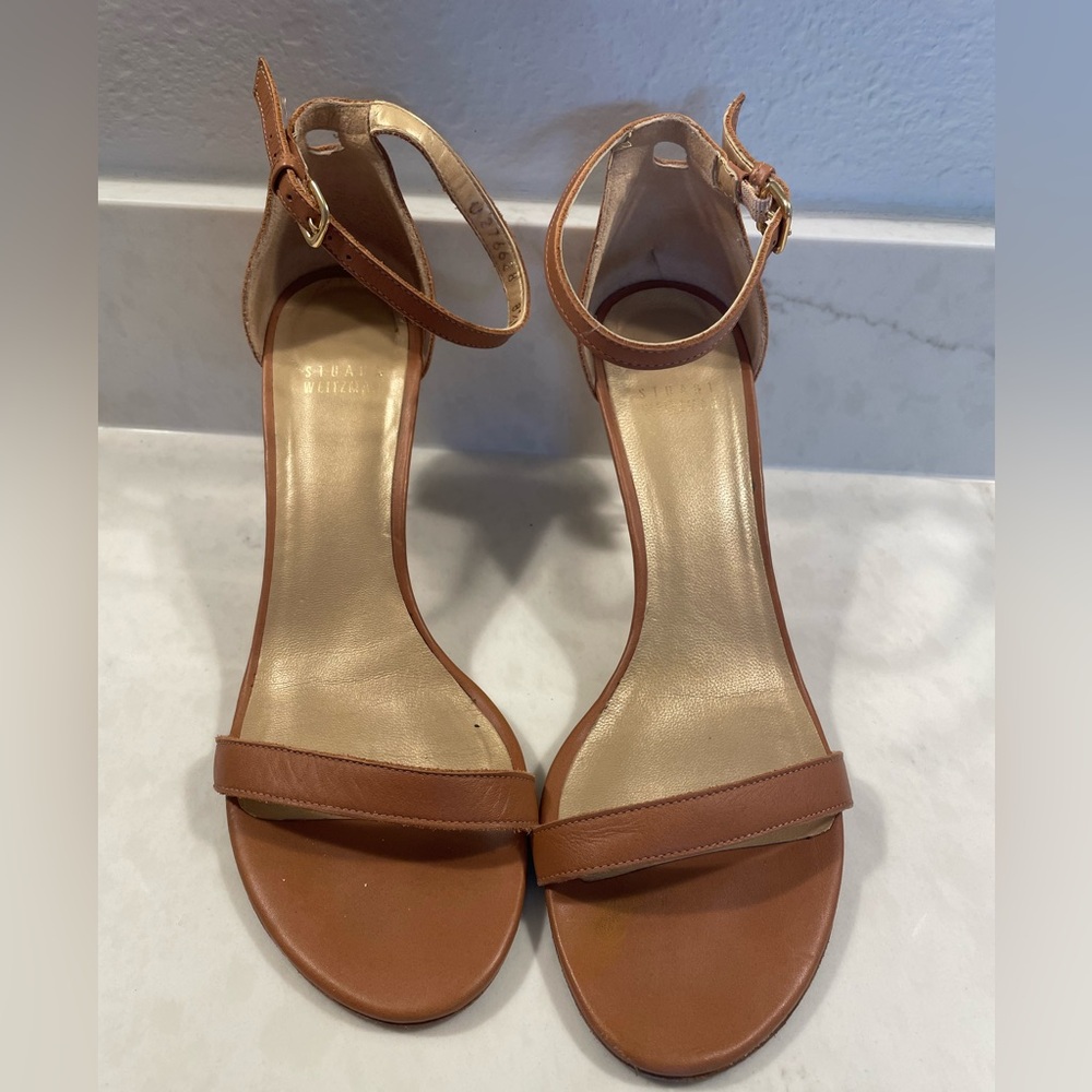 Stuart Weitzman Tan Ankle Strap Heels